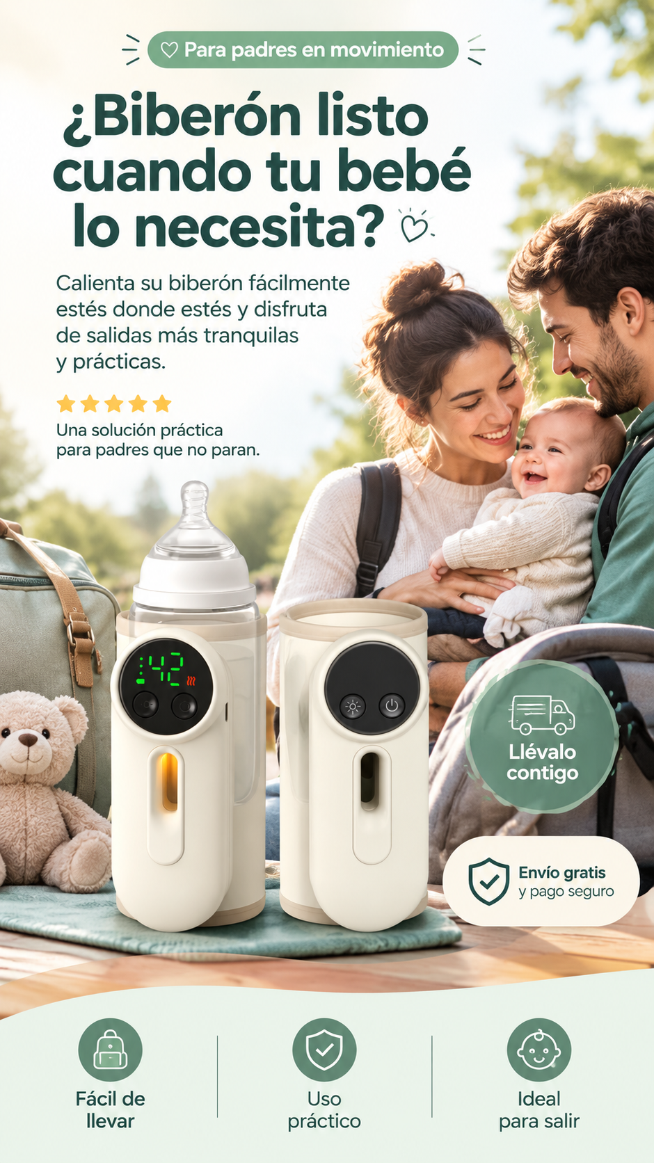 “¡Leche Calientita Donde Quiera! El calentador portátil que hace más fáciles tus días.”