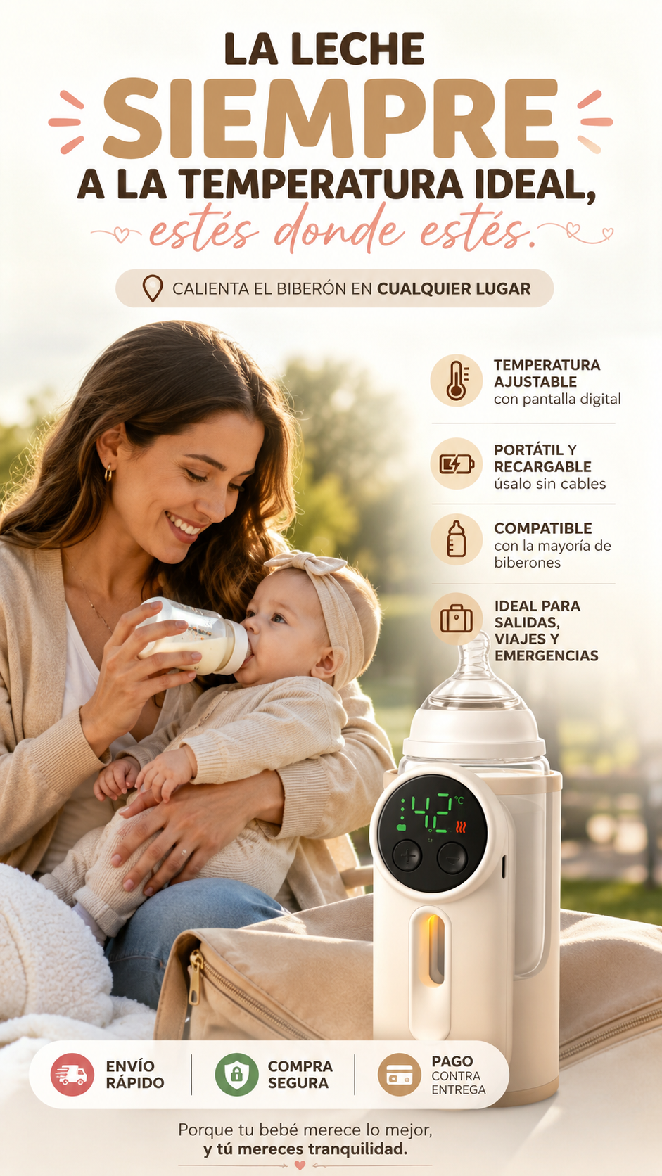 Calentador Biberon Recargable Portatil