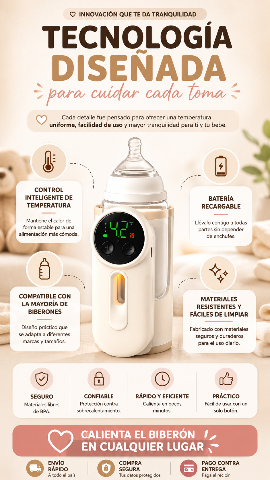 Calentador Biberon Recargable Portatil