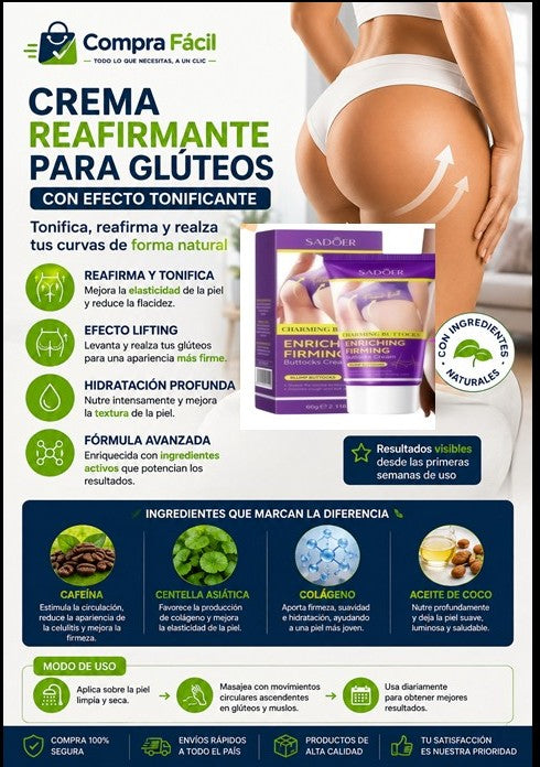 Realza Tus Curvas: Crema Reafirmante para Glúteos con Efecto Tonificante