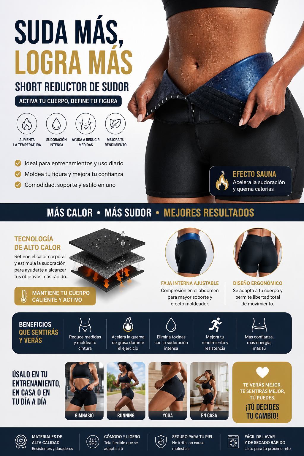 Short Faja Sauna Reductora Mujer