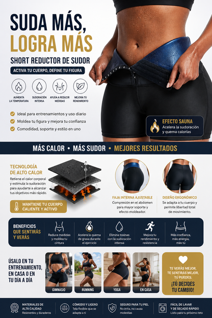 Short Faja Sauna Reductora Mujer
