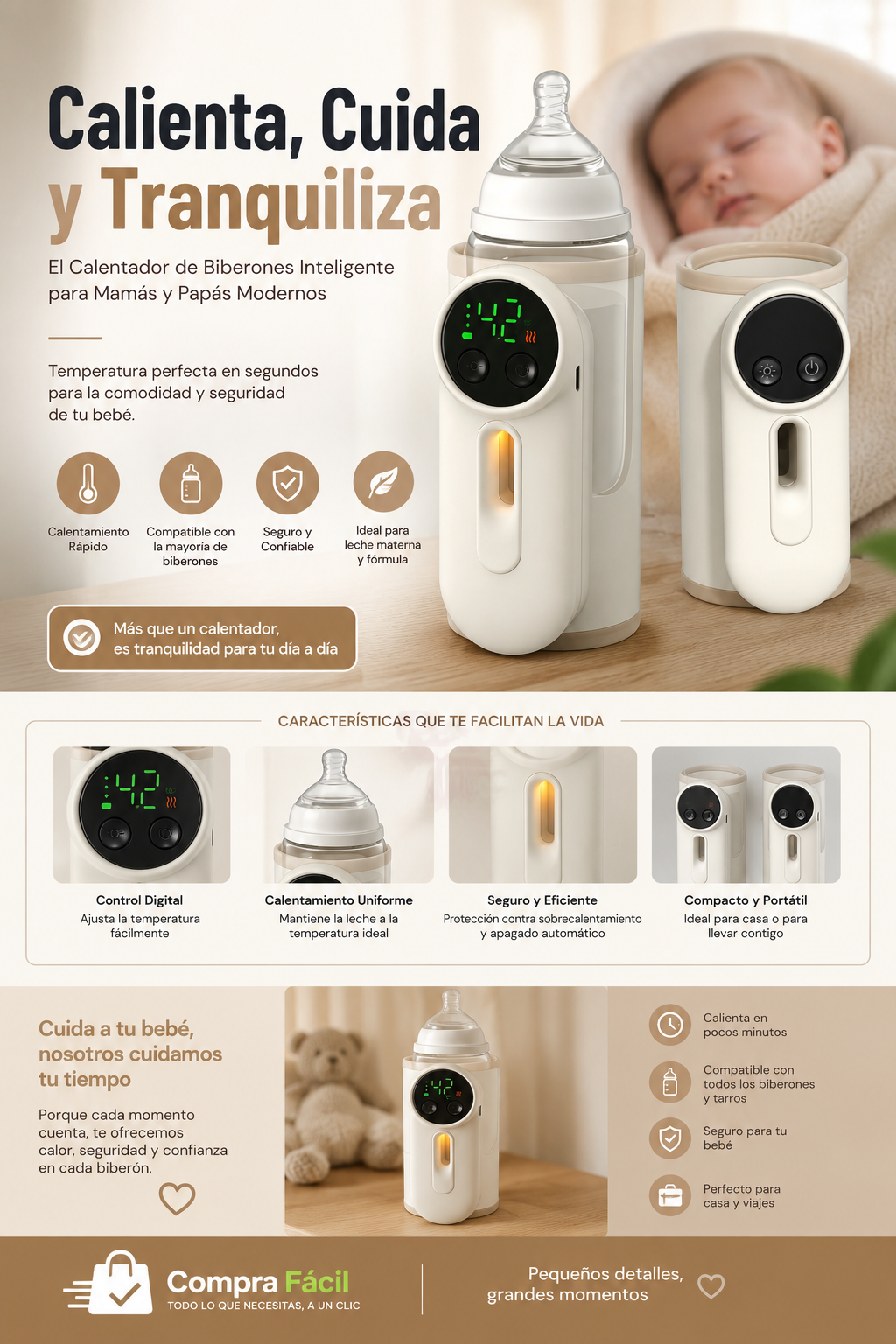 Calentador Biberon Recargable Portatil